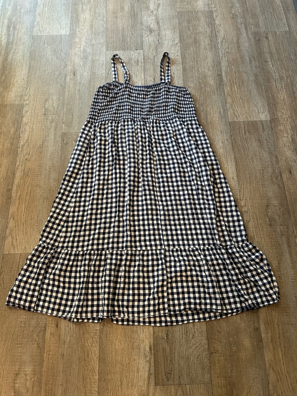 Lane Bryant Navy Blue + White Gingham Midi Dress with Ruffle Hem. Size: L/XL - Picture 5 of 11